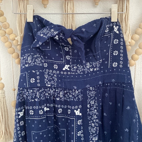 Universal Thread bandana print strapless midi dress blue white vacation small - Picture 4 of 16